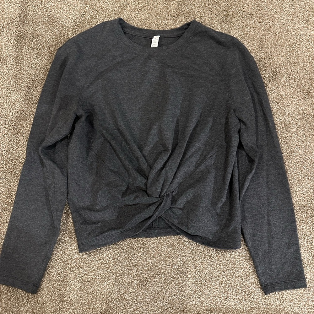 Lululemon Athletica Gray Tie Front Long Sleeve Top